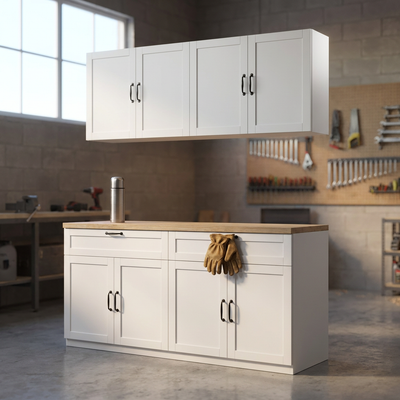 63"W Garage Storage Cabinet Set with Upper & Lower Units