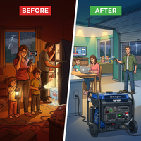 10,000 Peak Watt Portable Inverter Generator, Gas Powered, Remote Start with CO Sensor — Before & After