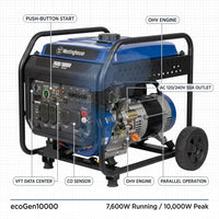 10,000 Peak Watt Portable Inverter Generator, Gas Powered, Remote Start with CO Sensor — How It Works