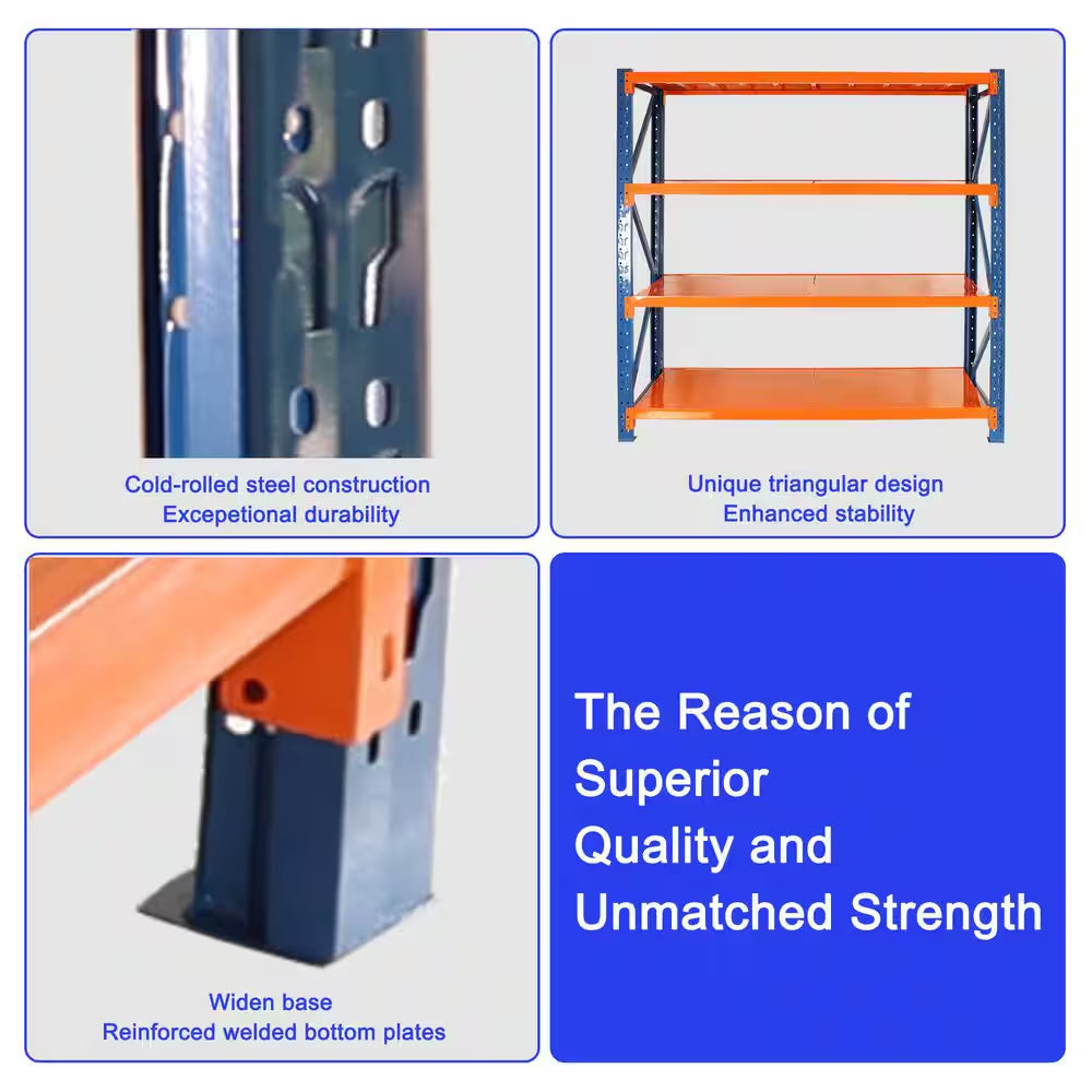4 Tier Steel Heavy Duty Adjustable Garage Storage Shelving Unit in Orange (78.7 In. W X 78.7 In. H X 23.8 In. D)