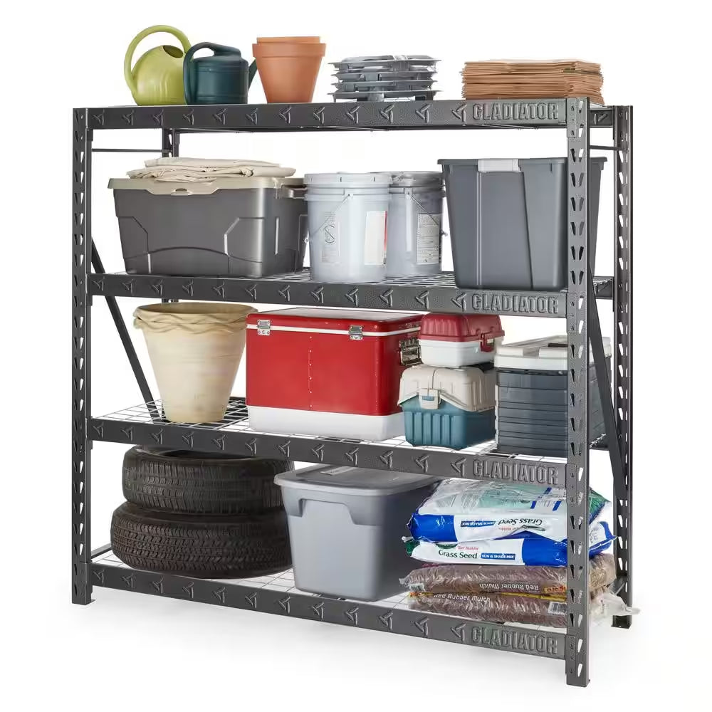 4-Tier Welded Steel Garage Storage Shelving Unit (77 In. W X 72 In. H X 24 In. D)