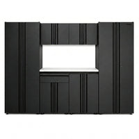 7-Piece Regular Duty Welded Steel Garage Storage System in Black (109 In. W X 75 In. H X 19.6 In. D) — Studio Shot
