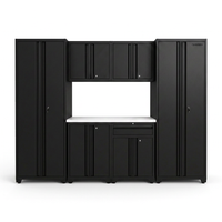 7-Piece Regular Duty Welded Steel Garage Storage System in Black (109 In. W X 75 In. H X 19.6 In. D) — Studio Shot