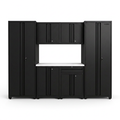 7-Piece Regular Duty Welded Steel Garage Storage System in Black (109 In. W X 75 In. H X 19.6 In. D)