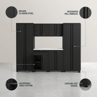 7-Piece Regular Duty Welded Steel Garage Storage System in Black (109 In. W X 75 In. H X 19.6 In. D) — infographic