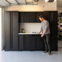 7-Piece Regular Duty Welded Steel Garage Storage System in Black (109 In. W X 75 In. H X 19.6 In. D) — Lifestyle