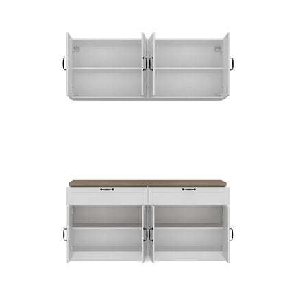 63"W Garage Storage Cabinet Set with Upper & Lower Units