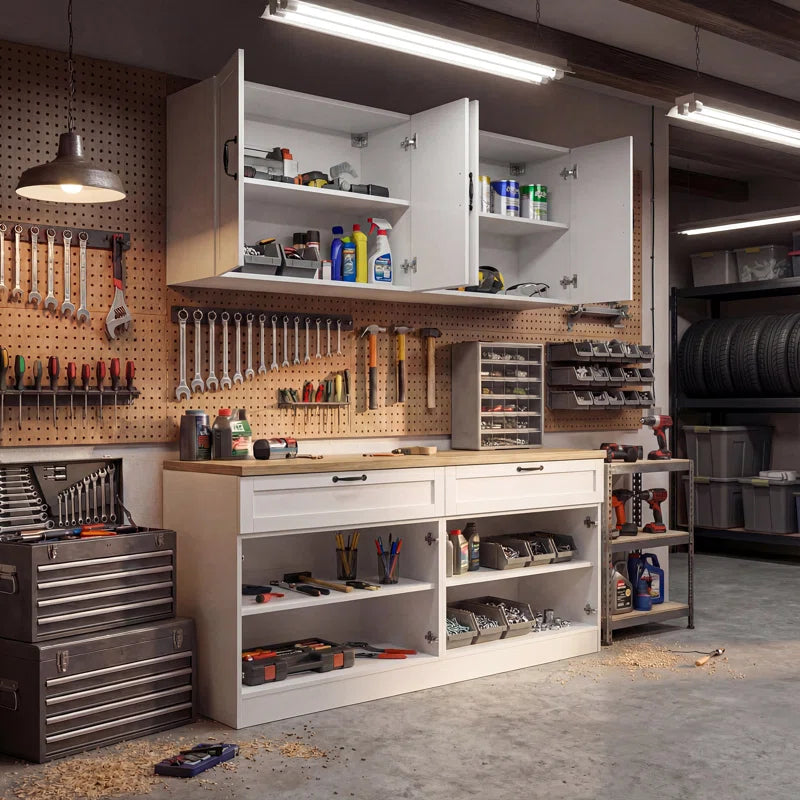 63"W Garage Storage Cabinet Set with Upper & Lower Units