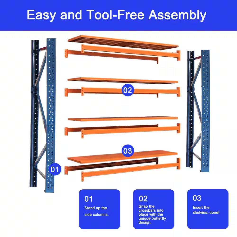 4 Tier Steel Heavy Duty Adjustable Garage Storage Shelving Unit in Orange (78.7 In. W X 78.7 In. H X 23.8 In. D)