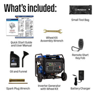 10,000 Peak Watt Portable Inverter Generator, Gas Powered, Remote Start with CO Sensor