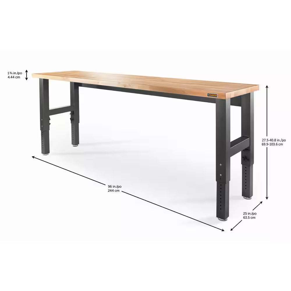 8 Ft. Adjustable Height Birch Top Workbench