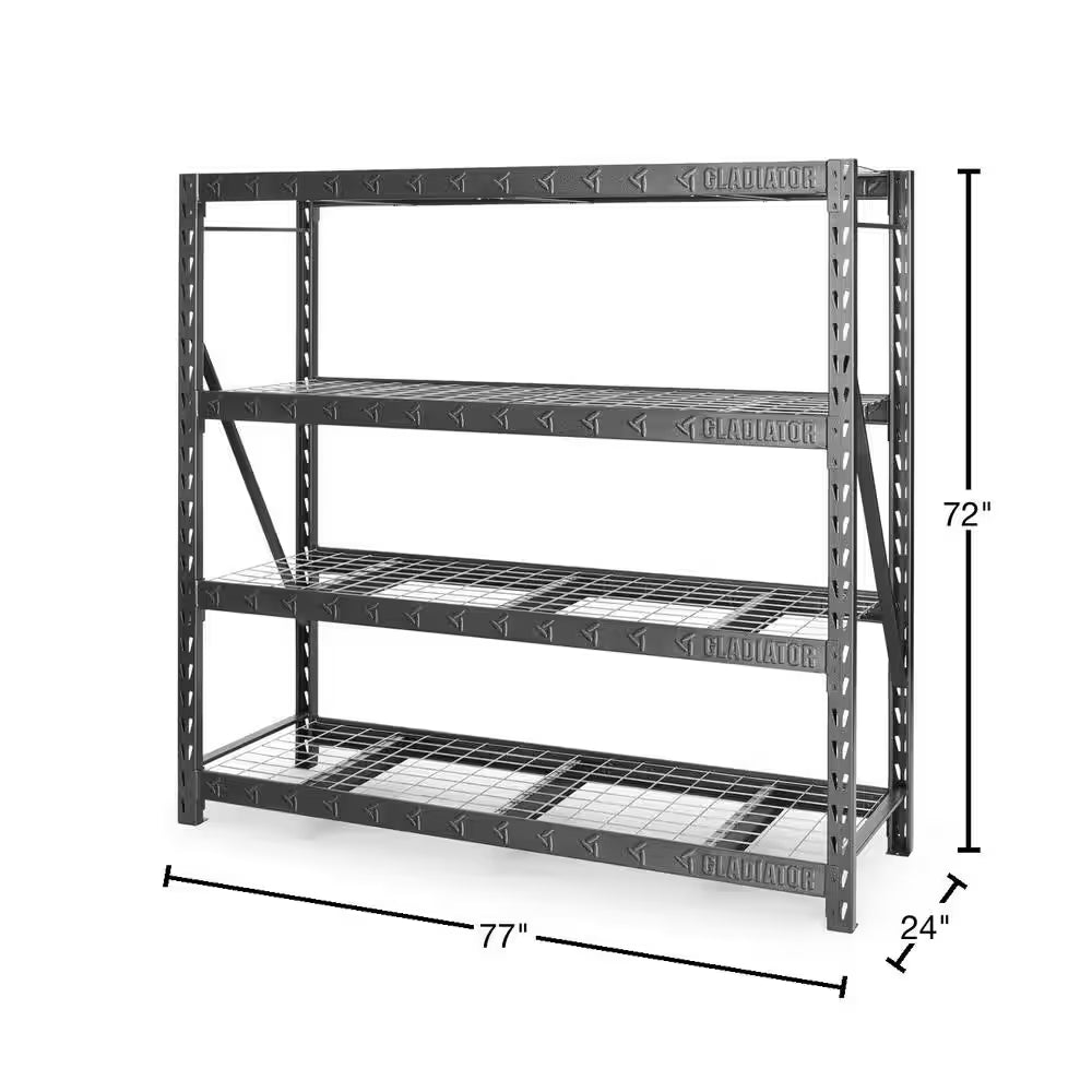 4-Tier Welded Steel Garage Storage Shelving Unit (77 In. W X 72 In. H X 24 In. D)